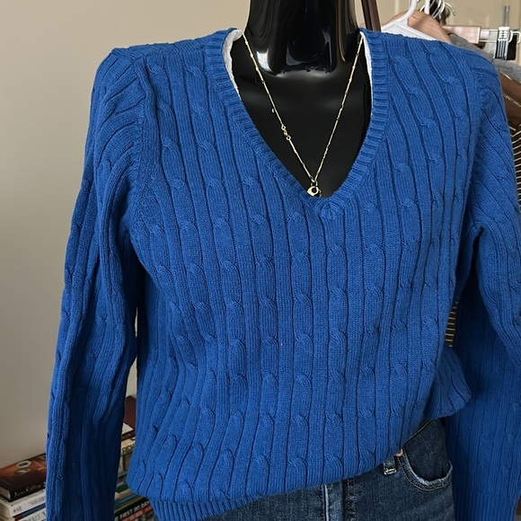 St. John's Bay Women's Blue Cable Knit Sweater - Picture 1 of 7